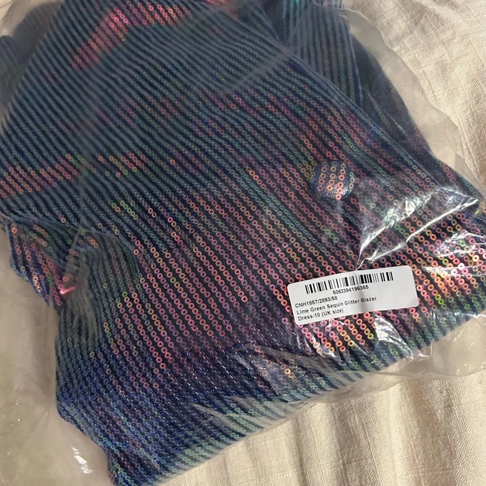 NWT PLT Blue Sequin Blazer Dress - Picture 7 of 7